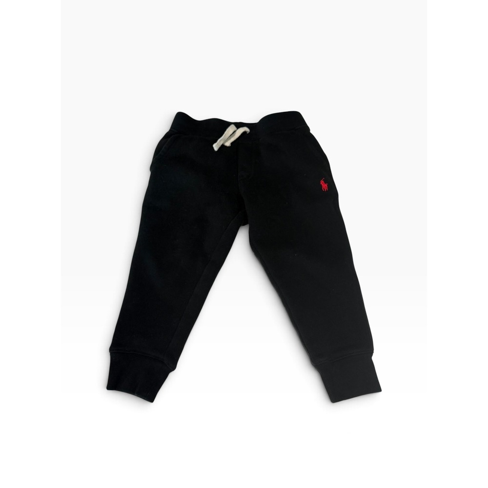 Polo Ralph Lauren Toddler 2T Black Fleece Joggers Red Pony Logo Sweatpants
